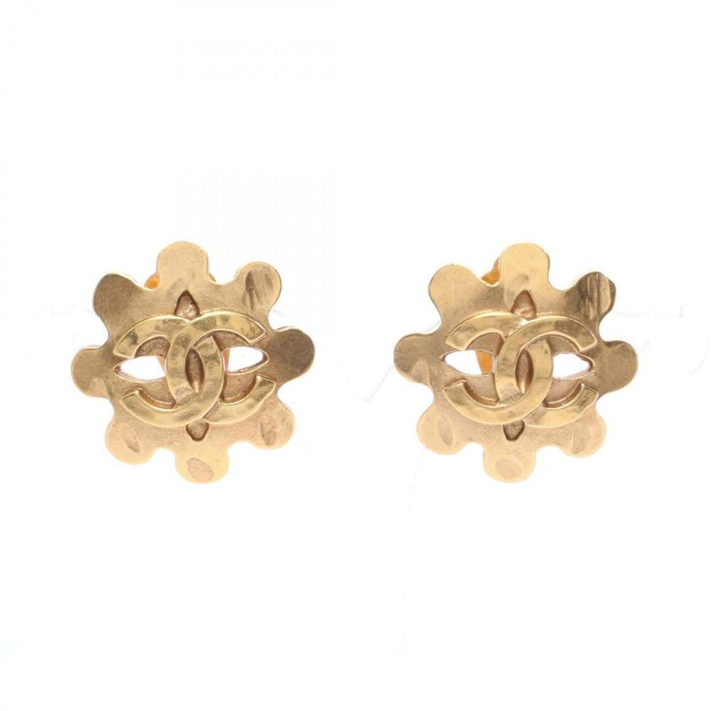 CHANEL Gold Logo Earrings